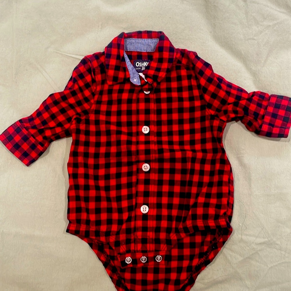 Red button down shirt